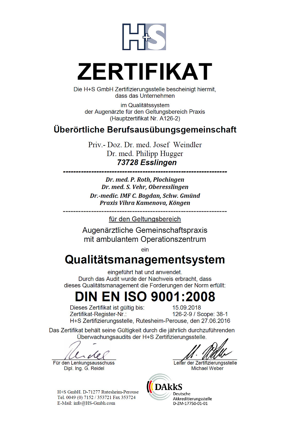 Zertifikat DIN EN ISO 9001:2008